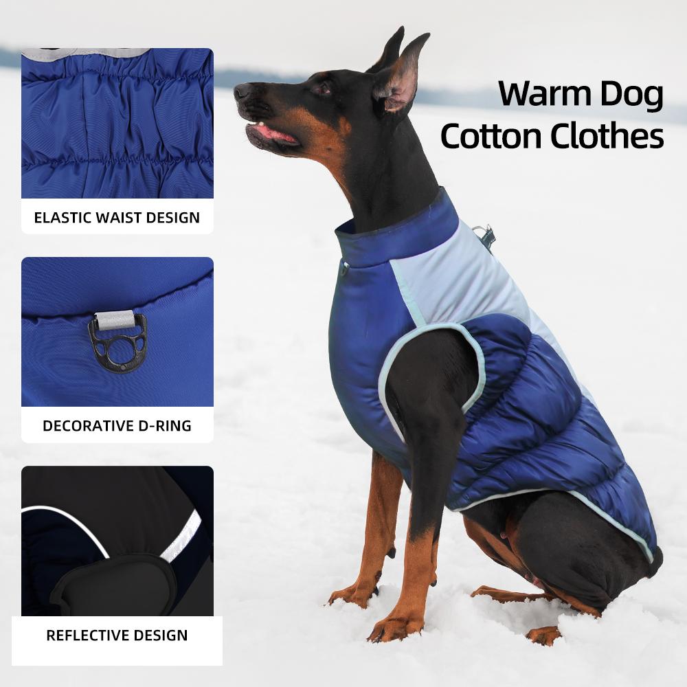 Winter Warm Reflective Dog Jacket for Large Dogs — Waterproof, Windproof, Thick Pet Coat