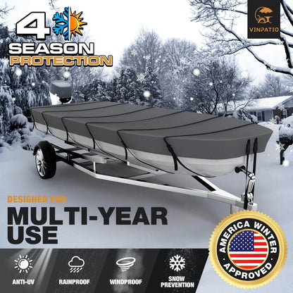 Jon Boat Cover 600D Solution-Dyed Oxford FabricHeavy Duty Trailerable Jon Boat Cover