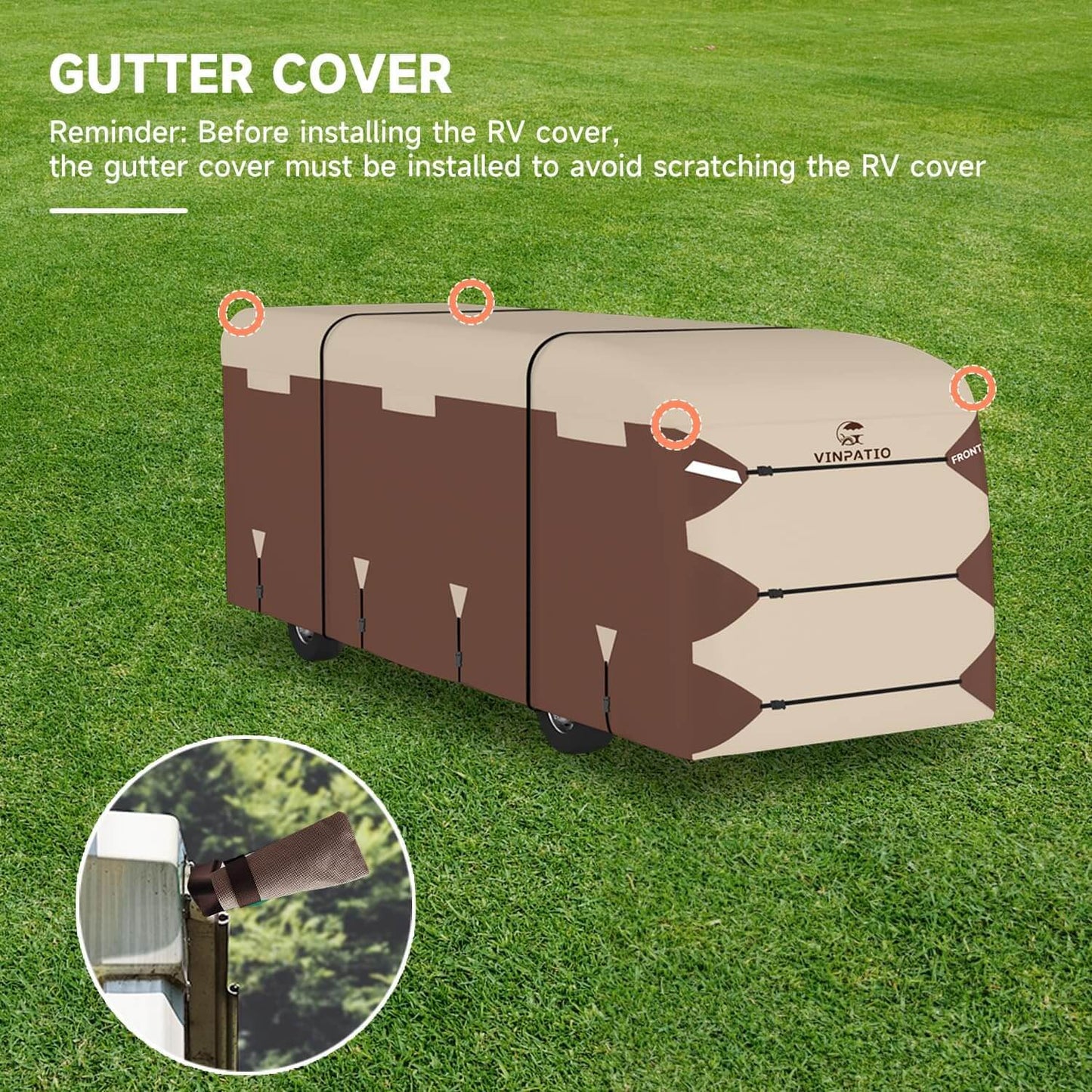 Brown Class A RV Cover 300D Dupont Fabric Heavy Motorhome Cover