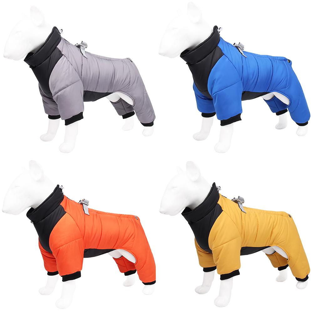 Winter Dog Jacket Waterproof Reflective Pet Snowsuit Warm Thick Four Leg Dog Coat Costume Outfits