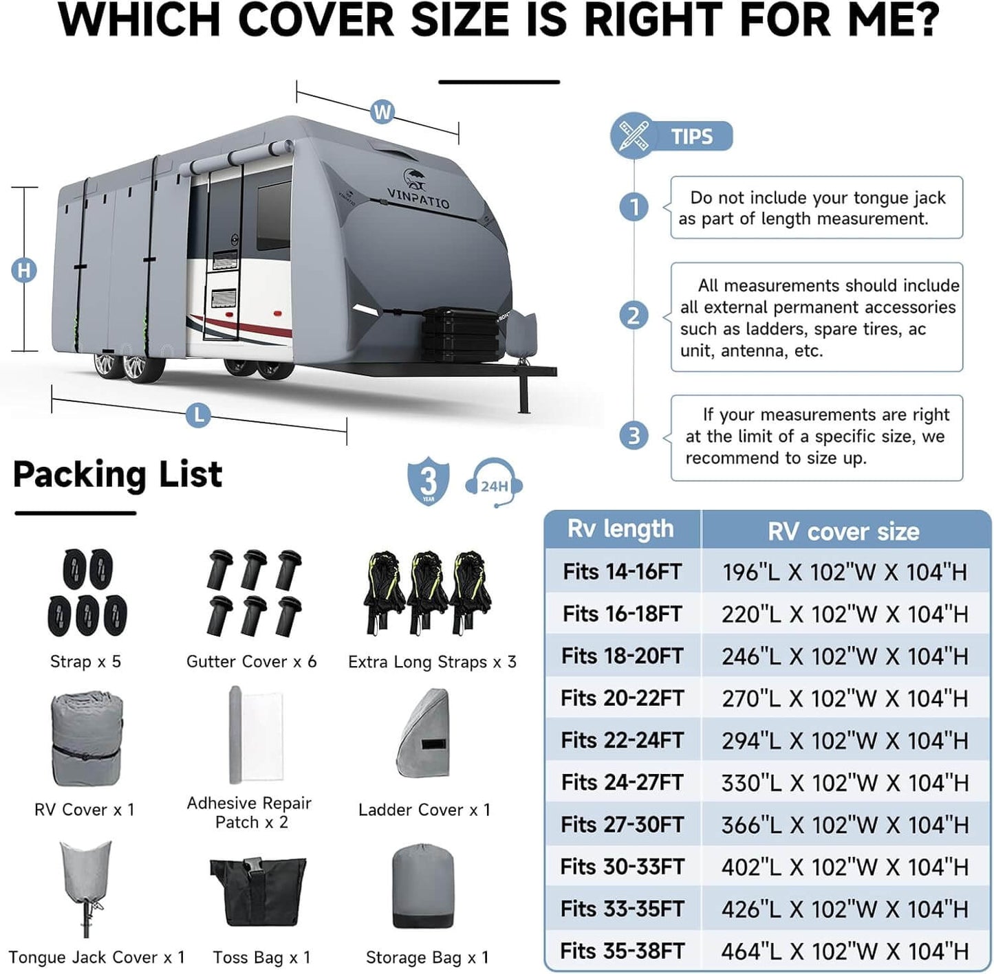 7 Layer Travel Trailer Camper RV Cover Toy Hauler  Duty Cover