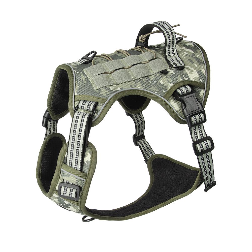 Multifunction Tactical No-Pull Dog Harness Vest with Handle & Leash — Adjustable Chest Harness for Large Dogs, Outdoor Walking & Training