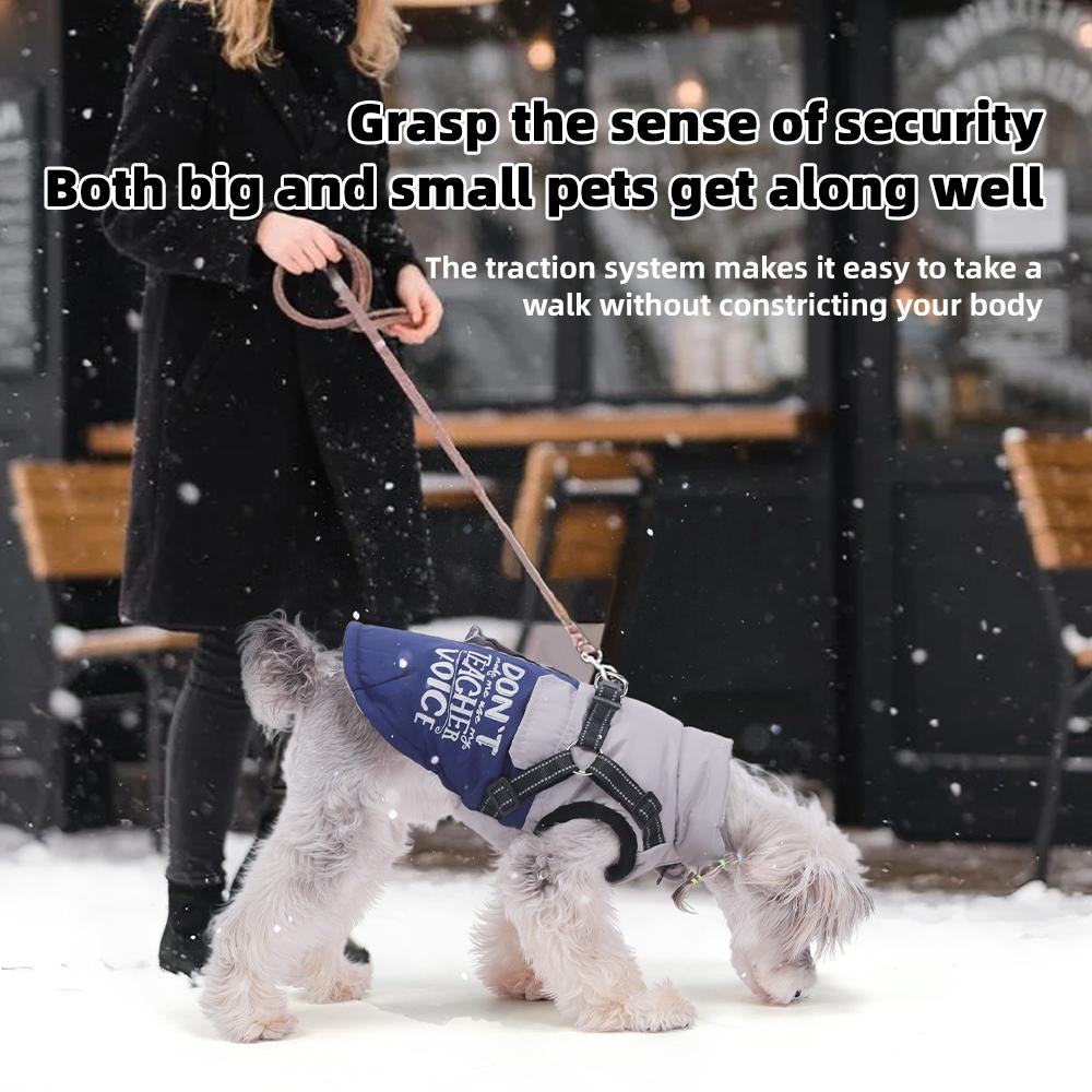 Autumn Winter Dog Jacket, Reflective Harness Padded Vest, Thick Warm Pet Coat for Small Dogs, Easy On/Off