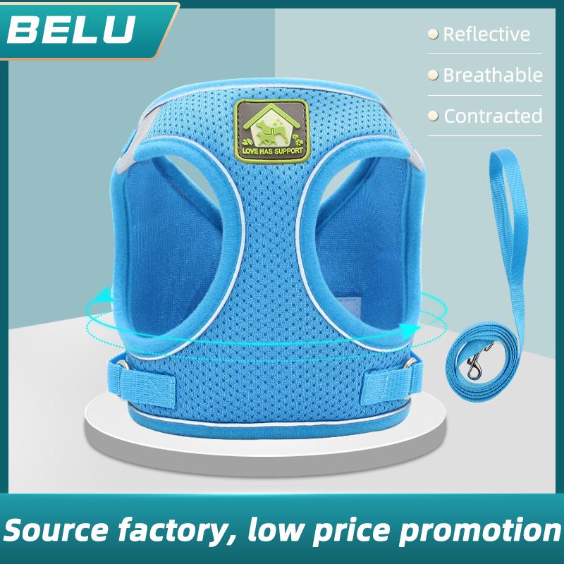 Adjustable Pet Vest Harness | Lightweight, Breathable & Secure with Velcro + Buckle, Reflective Strips & Leash Clip