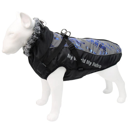 Winter Dog Jacket Waterproof Reflective Coat, Thick Warm Dog Snowsuit for Large Dogs, Windproof Pet Puffer Jacket for Cold Weather