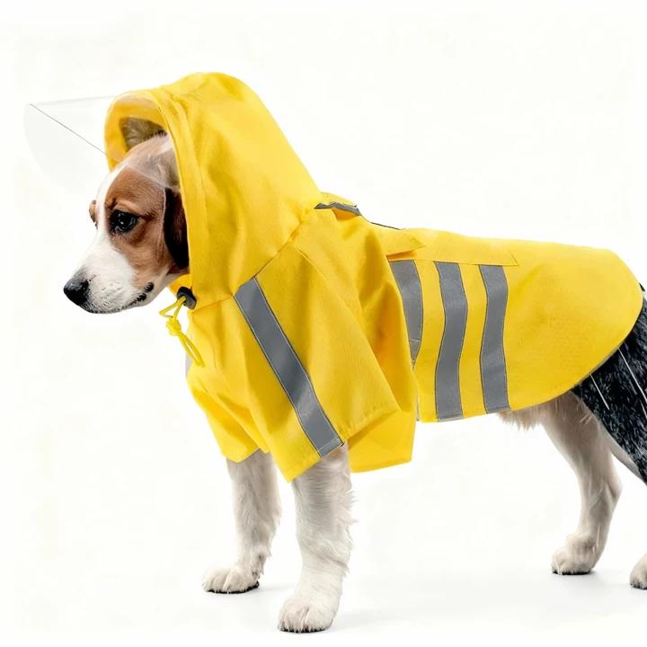 New Waterproof Dog Raincoat — Hooded Cape with Reflective Strips, Packable & Quick-Dry