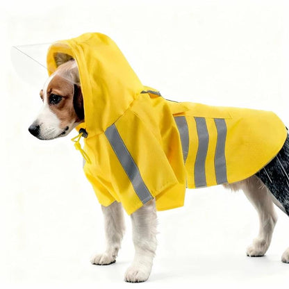 New Waterproof Dog Raincoat — Hooded Cape with Reflective Strips, Packable & Quick-Dry