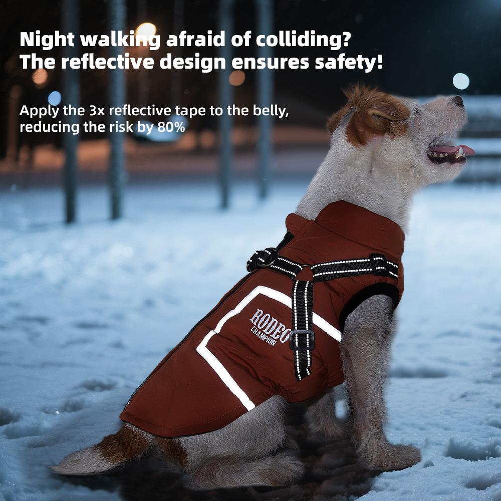 Winter Dog Jacket with Harness, Warm Padded Dog Coat for Small Dogs, Waterproof Outdoor Puppy Puffer, Thick Cold Weather Pet Clothes Outfits