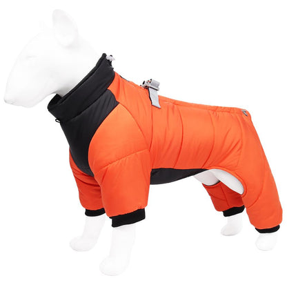 Winter Dog Jacket Waterproof Reflective Pet Snowsuit Warm Thick Four Leg Dog Coat Costume Outfits