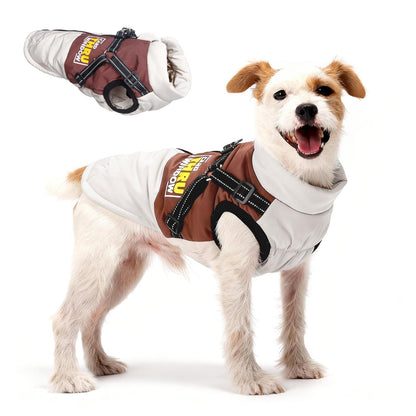 Graphene Heated Dog Jacket Reflective Winter Pet Coat with Leash Hole Waterproof Breathable Warm Dog Vest for Small Dogs Adjustable Safety Harness Universal Harness