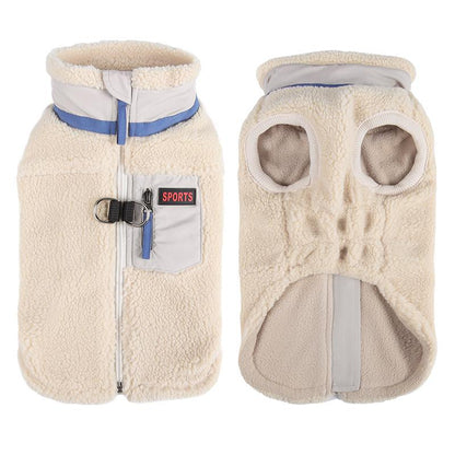 New Fleece Dog Jacket, Leash-Accessible Warm Cloud-Feel Coat, Thick Soft Winter Outfit for Small Dogs, Korean Style Pet Clothes