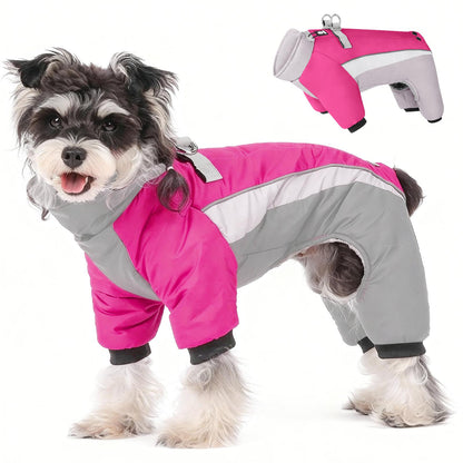 Winter Warm Reflective Dog Coat  Thick Padded Pet Jacket with Harness for Small Dogs