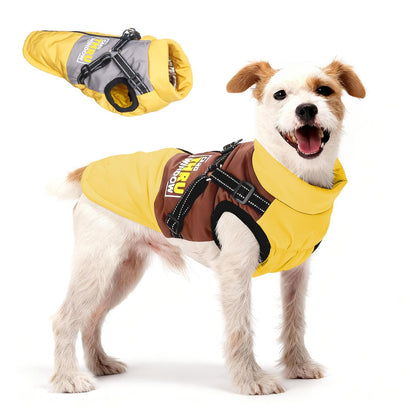 Graphene Heated Dog Jacket Reflective Winter Pet Coat with Leash Hole Waterproof Breathable Warm Dog Vest for Small Dogs Adjustable Safety Harness Universal Harness