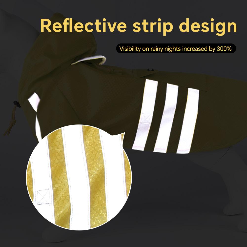 New Waterproof Dog Raincoat — Hooded Cape with Reflective Strips, Packable & Quick-Dry