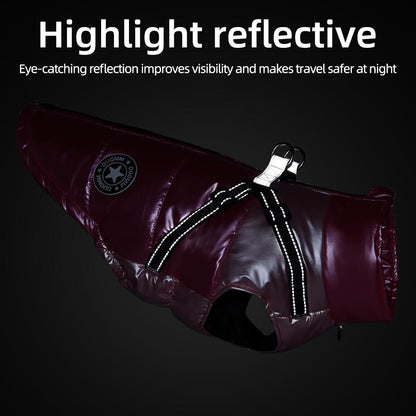 Reflective Warm Dog Jacket, Shiny Thick Dog Coat for Fall & Winter, Padded Pet Clothes for Cold Weather