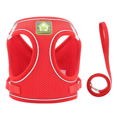 Adjustable Pet Vest Harness | Lightweight, Breathable & Secure with Velcro + Buckle, Reflective Strips & Leash Clip