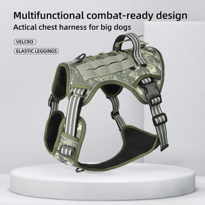 Multifunction Tactical No-Pull Dog Harness Vest with Handle & Leash — Adjustable Chest Harness for Large Dogs, Outdoor Walking & Training