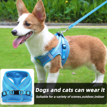 Adjustable Pet Vest Harness | Lightweight, Breathable & Secure with Velcro + Buckle, Reflective Strips & Leash Clip