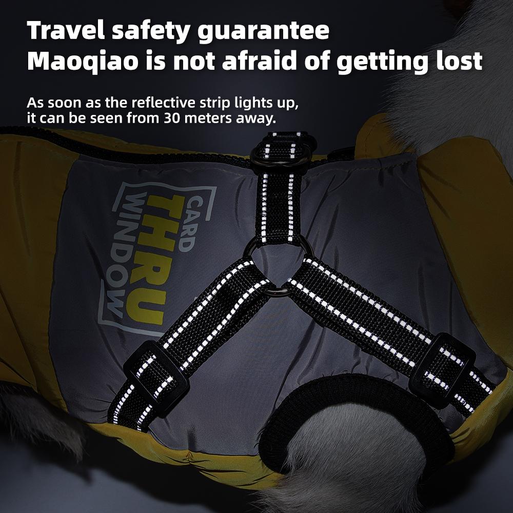 Graphene Heated Dog Jacket Reflective Winter Pet Coat with Leash Hole Waterproof Breathable Warm Dog Vest for Small Dogs Adjustable Safety Harness Universal Harness