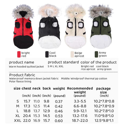 Leash-Friendly Winter Dog Jacket for Small Dogs, Waterproof Reflective Puffer Coat with Thick PP Cotton Filling, Warm Pet Snowsuit