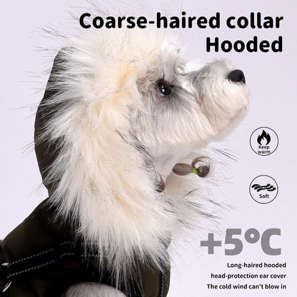 Winter Dog Jacket with Hood, Warm Fleece-Lined Pet Coat, Waterproof Windproof Dog Vest for Small Dogs, Outdoor Cold Weather Puppy Clothes