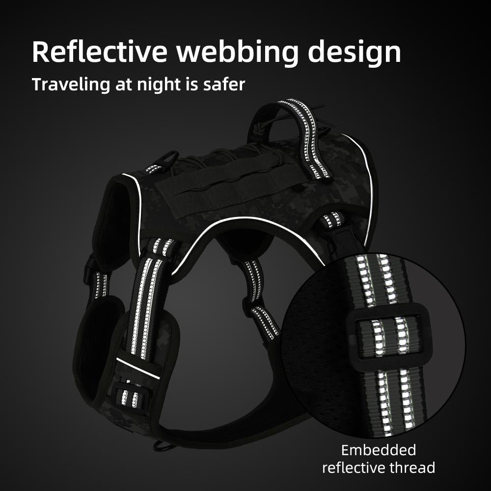 Multifunction Tactical No-Pull Dog Harness Vest with Handle & Leash — Adjustable Chest Harness for Large Dogs, Outdoor Walking & Training