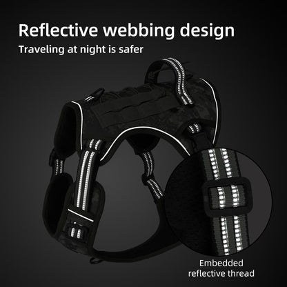 Multifunction Tactical No-Pull Dog Harness Vest with Handle & Leash — Adjustable Chest Harness for Large Dogs, Outdoor Walking & Training