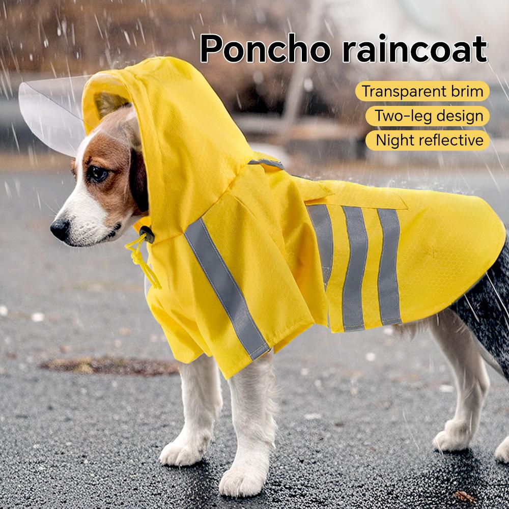 New Waterproof Dog Raincoat — Hooded Cape with Reflective Strips, Packable & Quick-Dry