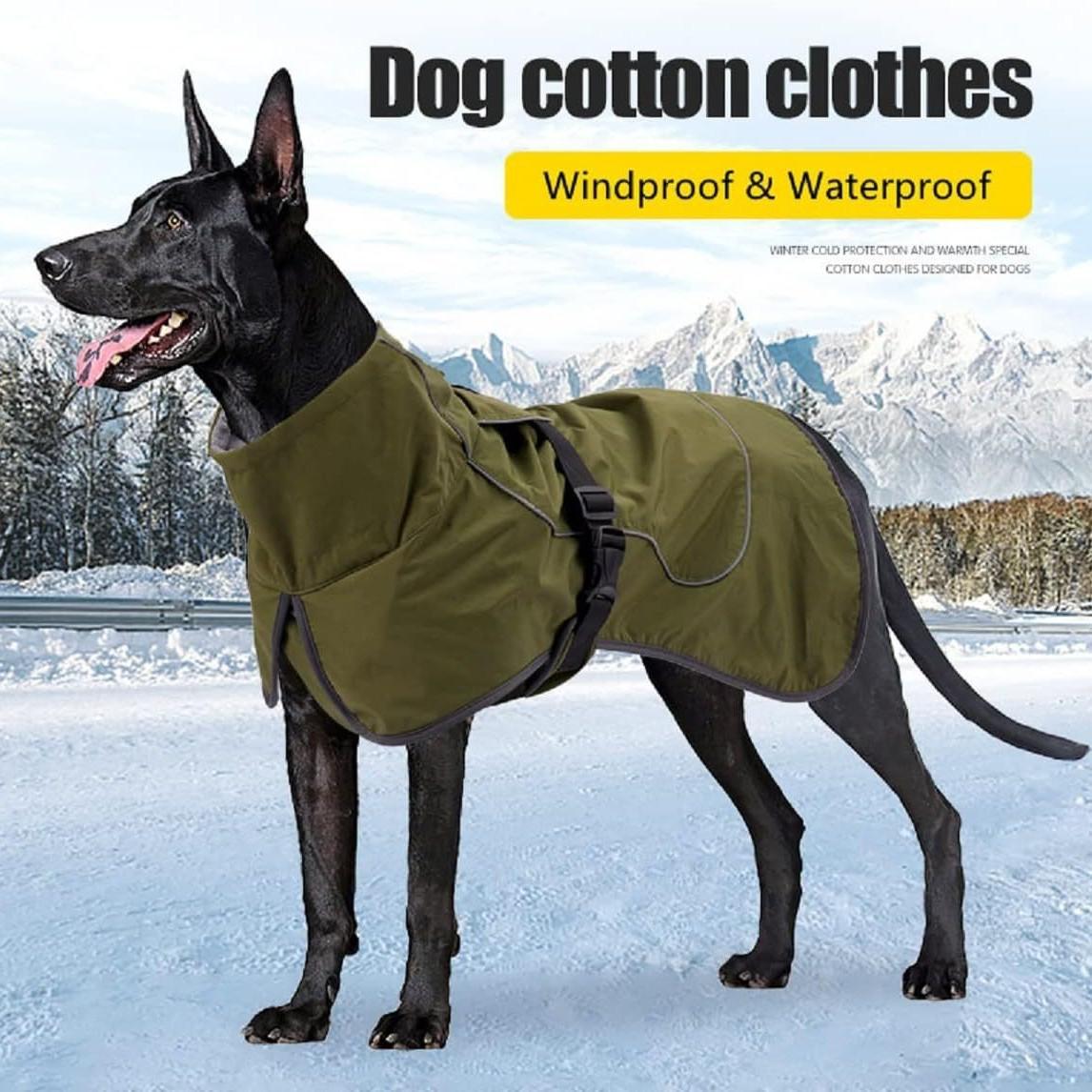 Large Dog Waterproof Windbreaker Warm Windproof Outdoor Jacket for All Seasons with Fleece Lining