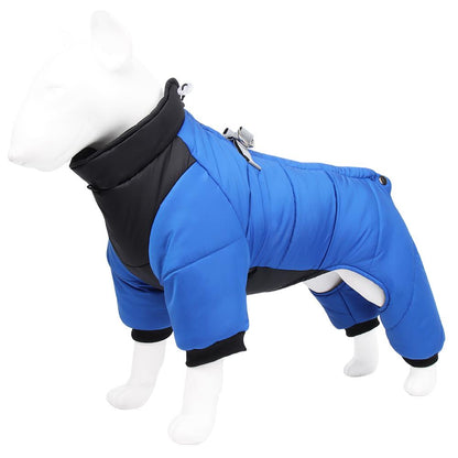 Winter Dog Jacket Waterproof Reflective Pet Snowsuit Warm Thick Four Leg Dog Coat Costume Outfits