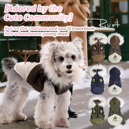Winter Dog Jacket with Hood, Warm Fleece-Lined Pet Coat, Waterproof Windproof Dog Vest for Small Dogs, Outdoor Cold Weather Puppy Clothes