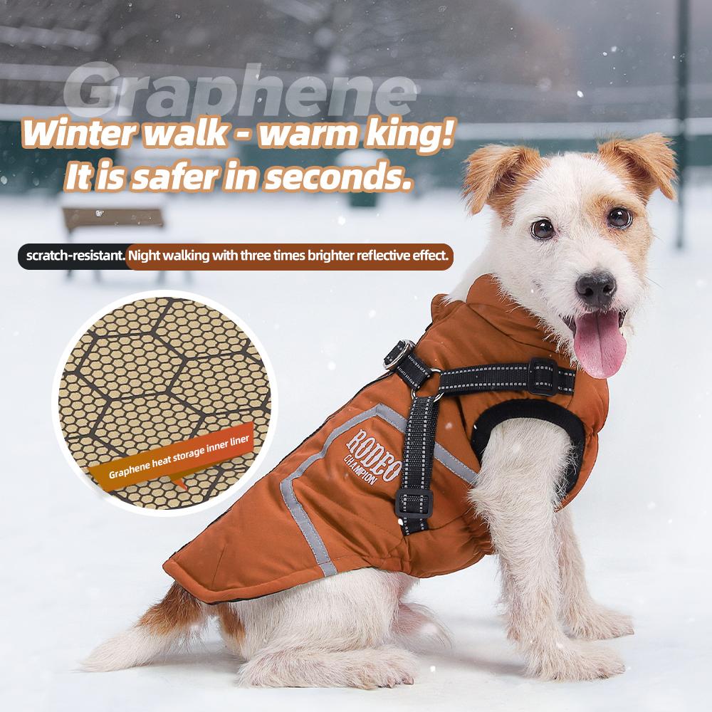 Winter Dog Jacket with Harness, Warm Padded Dog Coat for Small Dogs, Waterproof Outdoor Puppy Puffer, Thick Cold Weather Pet Clothes Outfits