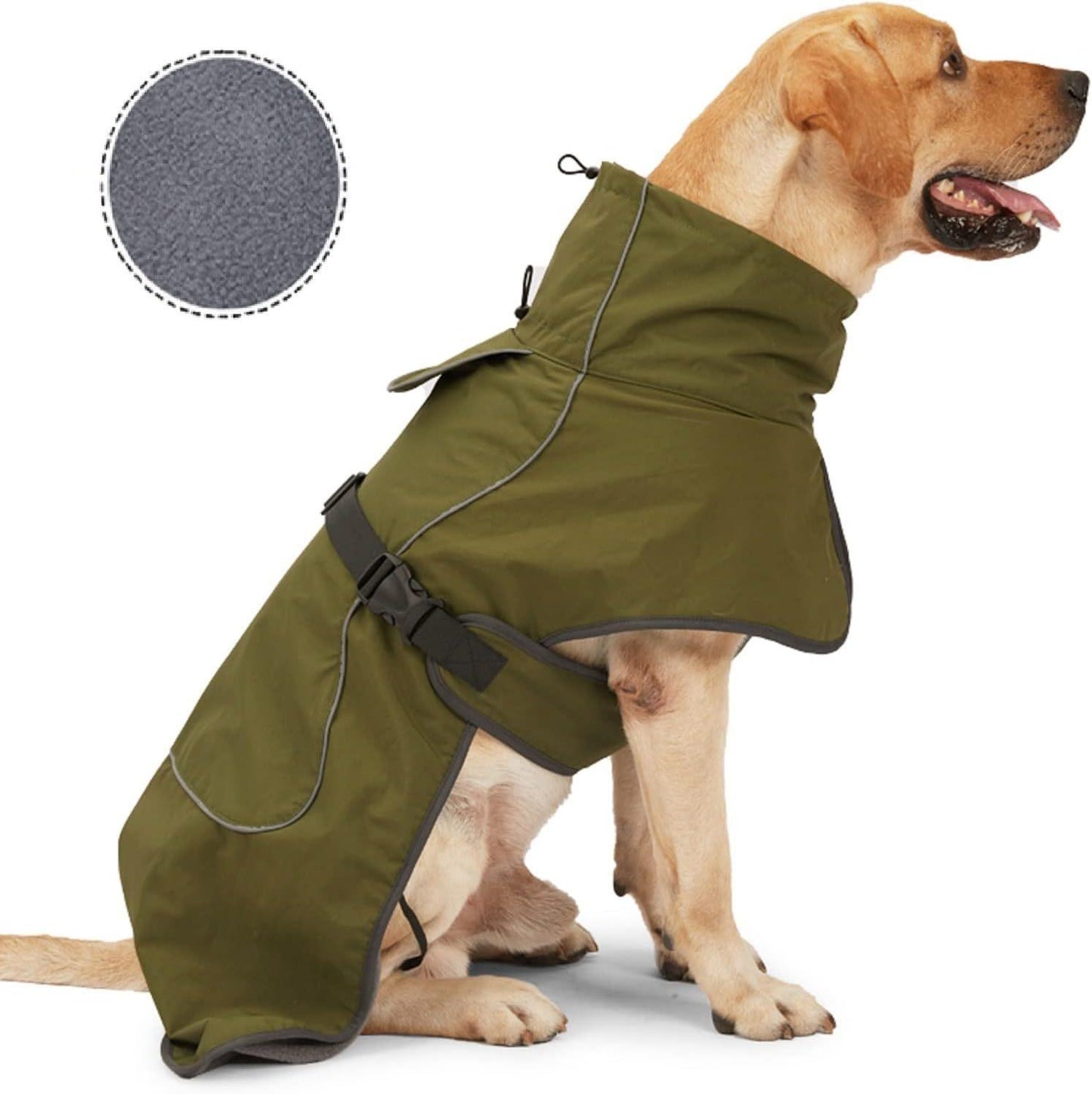 Large Dog Waterproof Windbreaker Warm Windproof Outdoor Jacket for All Seasons with Fleece Lining