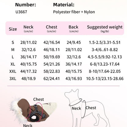 Winter Dog Jacket with Hood, Warm Fleece-Lined Pet Coat, Waterproof Windproof Dog Vest for Small Dogs, Outdoor Cold Weather Puppy Clothes