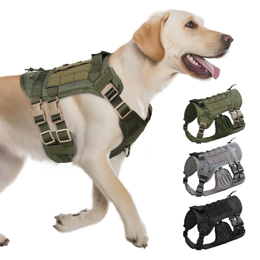 No-Pull Tactical Dog Harness Vest for Large Dogs with Leash — Adjustable Chest Harness for Outdoor Walks & Training, Multiple Colors