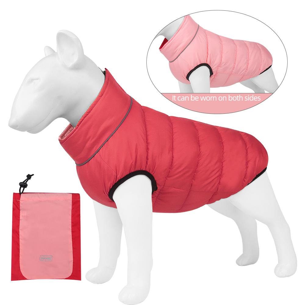 Winter Reflective Dog Jacket | Reversible Waterproof Warm Puppy Coat | Thick Padded Pet Clothes