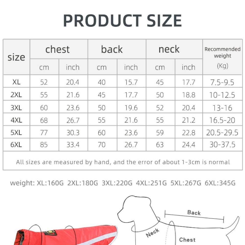 Reflective Dog Jacket Winter Warm Waterproof Coat for Large Dogs