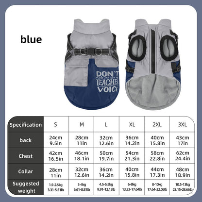 Autumn Winter Dog Jacket, Reflective Harness Padded Vest, Thick Warm Pet Coat for Small Dogs, Easy On/Off