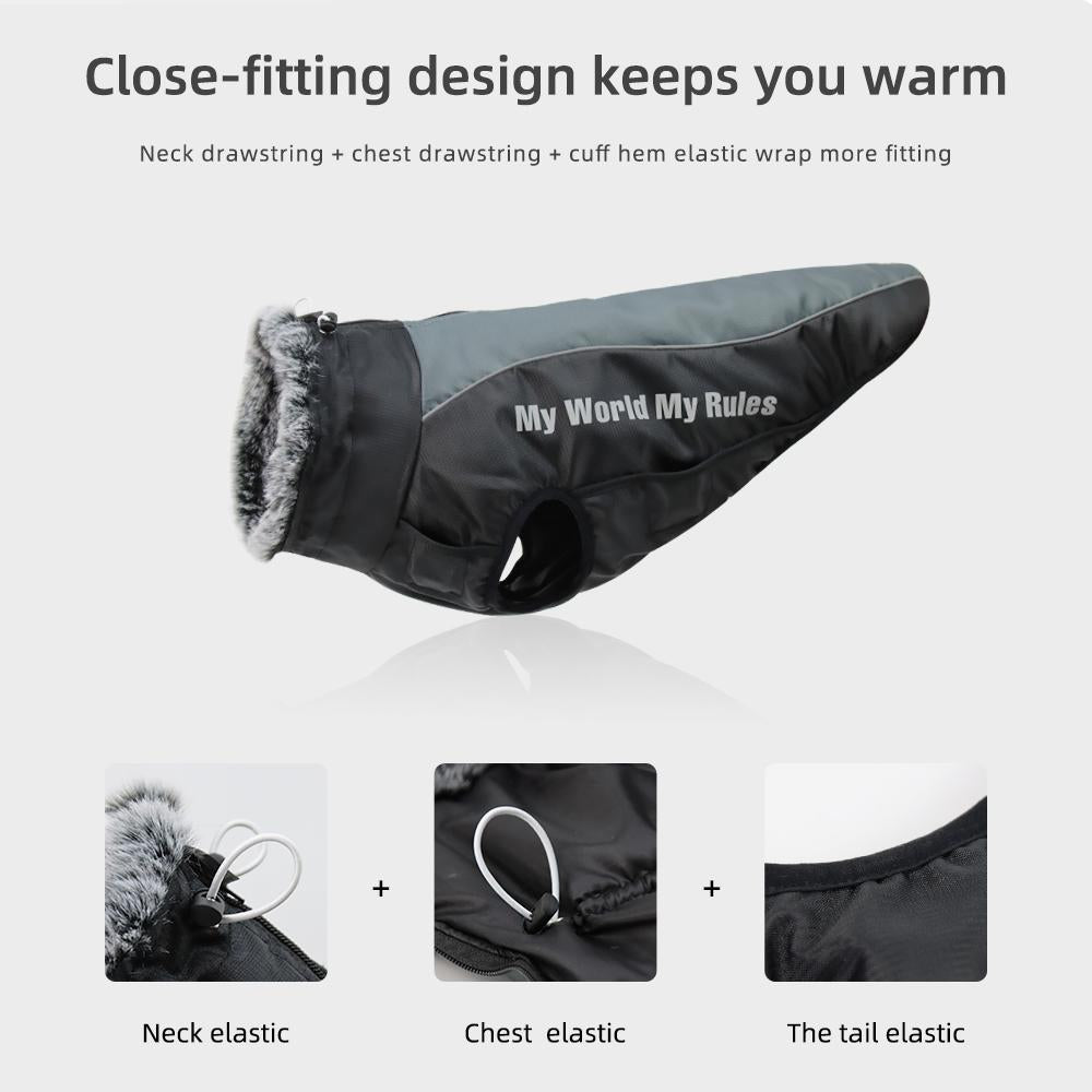 Winter Dog Jacket Waterproof Reflective Coat, Thick Warm Dog Snowsuit for Large Dogs, Windproof Pet Puffer Jacket for Cold Weather