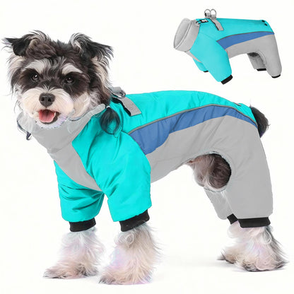 Winter Warm Reflective Dog Coat  Thick Padded Pet Jacket with Harness for Small Dogs