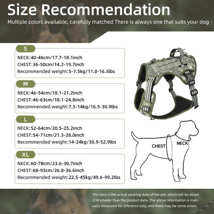 Multifunction Tactical No-Pull Dog Harness Vest with Handle & Leash — Adjustable Chest Harness for Large Dogs, Outdoor Walking & Training