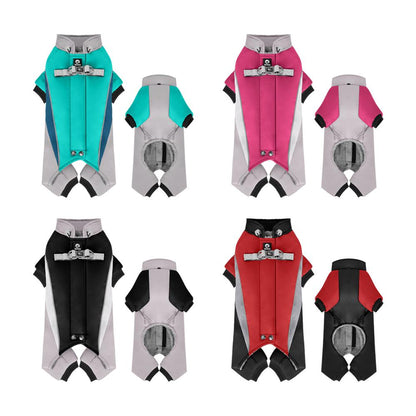 Winter Warm Reflective Dog Coat  Thick Padded Pet Jacket with Harness for Small Dogs