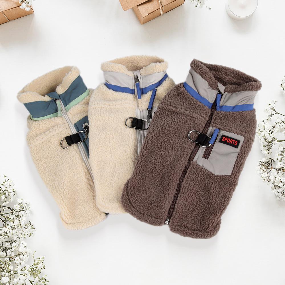 New Fleece Dog Jacket, Leash-Accessible Warm Cloud-Feel Coat, Thick Soft Winter Outfit for Small Dogs, Korean Style Pet Clothes