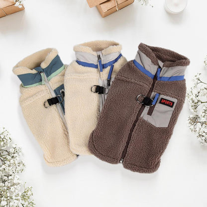 New Fleece Dog Jacket, Leash-Accessible Warm Cloud-Feel Coat, Thick Soft Winter Outfit for Small Dogs, Korean Style Pet Clothes