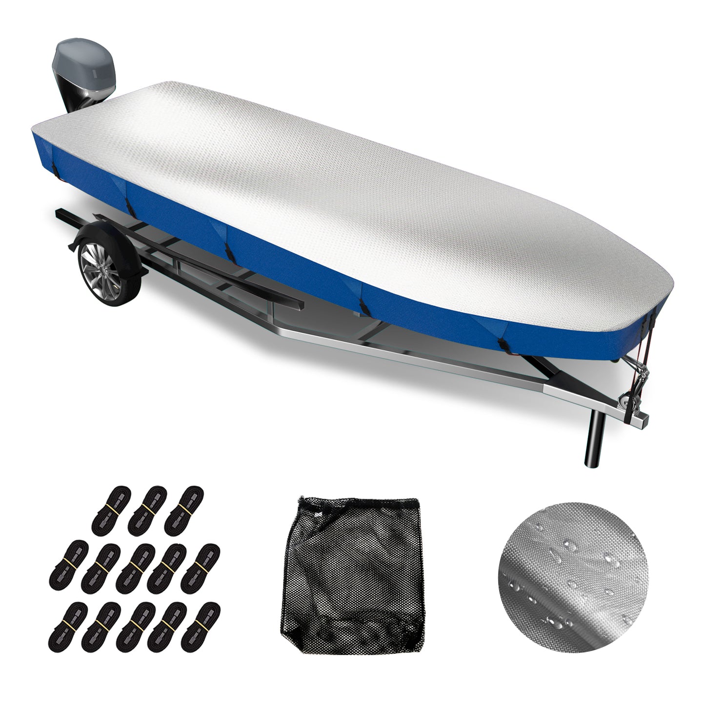Jon Boat Cover 600D Solution-Dyed Oxford FabricHeavy Duty Trailerable Jon Boat Cover