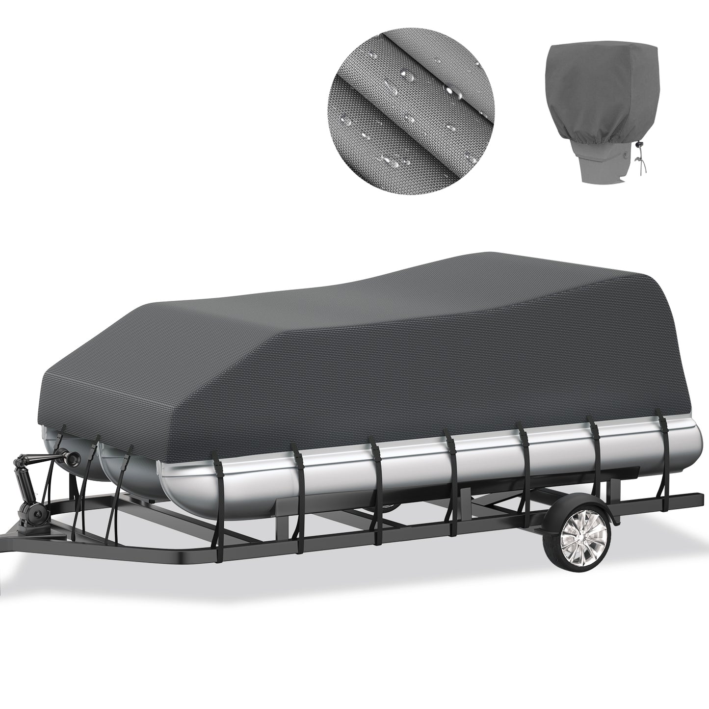 VINPATIO Pontoon Boat Cover, Fits for 20ft - 28ft Pontoon Boat, 100% Waterproof, 600D Solution-dyed Polyester Fabric