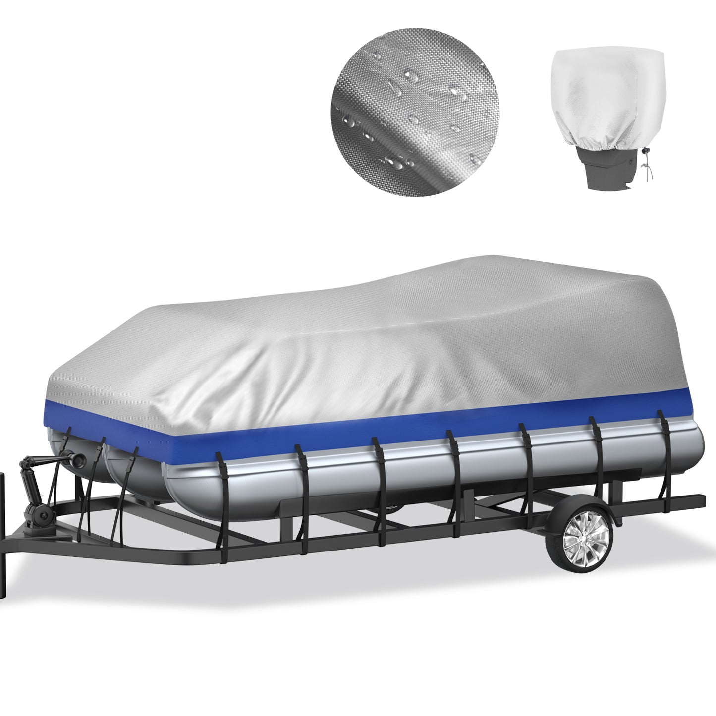 VINPATIO Pontoon Boat Cover, Fits for 20ft - 28ft Pontoon Boat, 100% Waterproof, 600D Solution-dyed Polyester Fabric